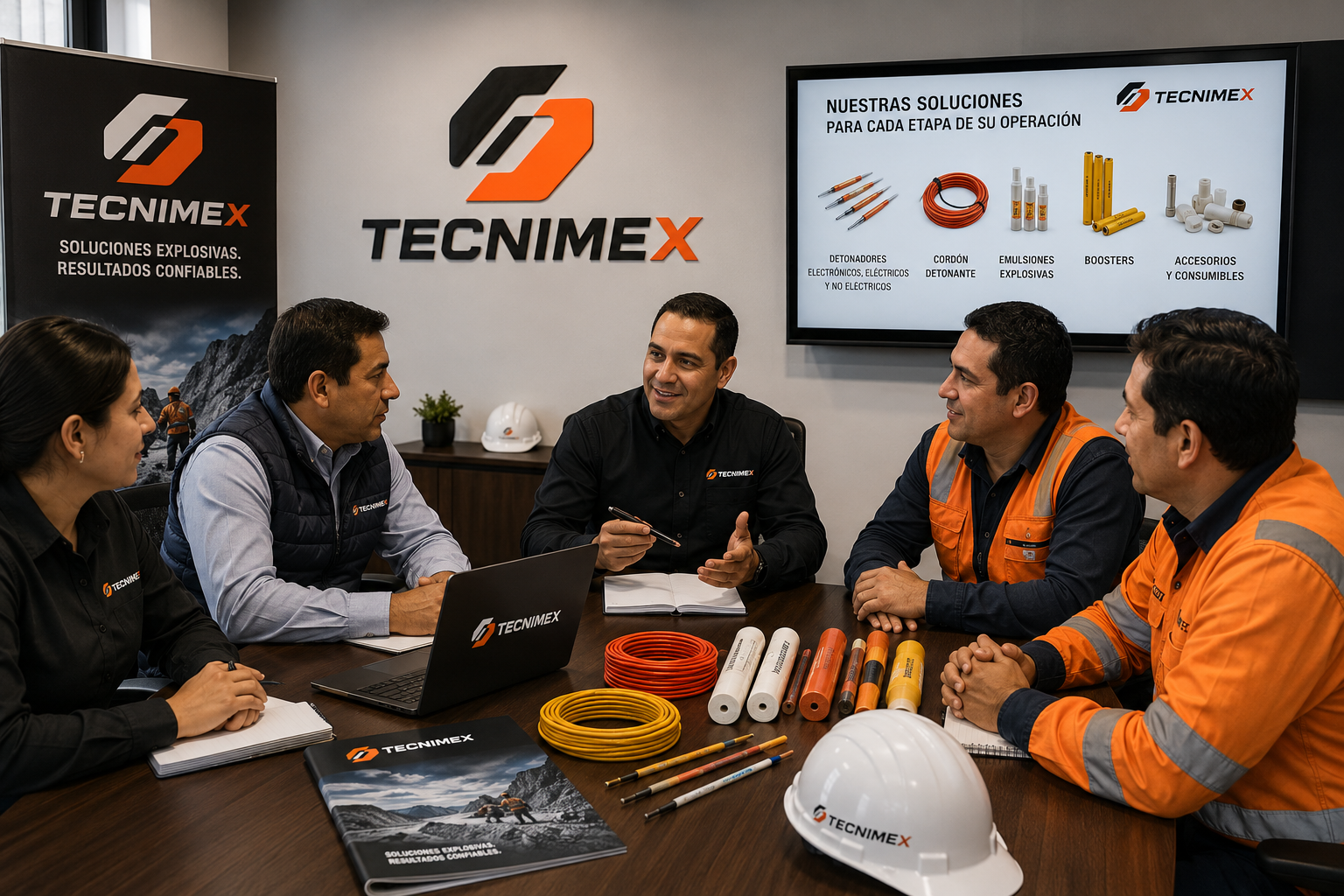 Representantes comerciales de Tecnimex reunidos con clientes mineros